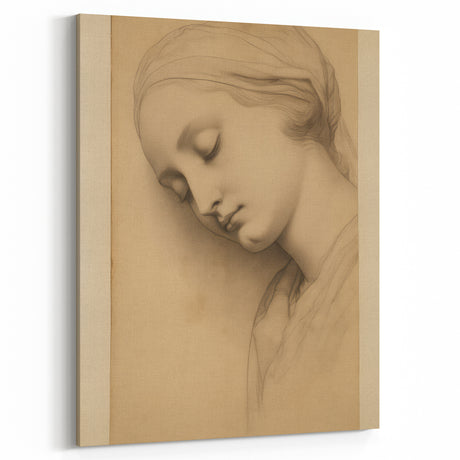 Serene Vintage Sketch Portrait – Antique Charcoal Canvas & Prints