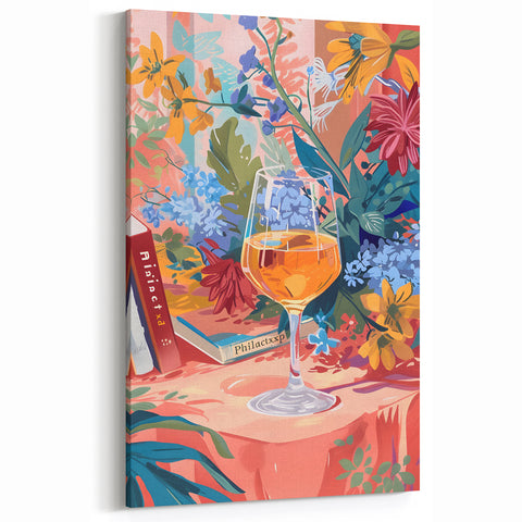 Floral Wine Glass - Wine Wall Art for Dining Room & Kitchen Decor