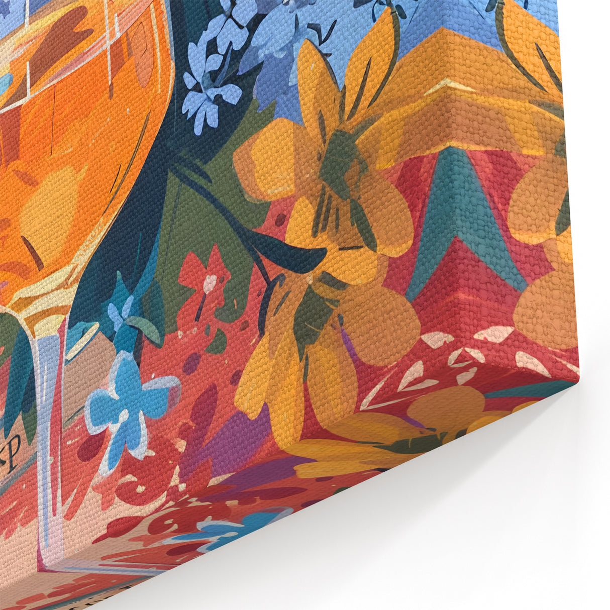 Floral Wine Glass - Wine Wall Art for Dining Room & Kitchen Decor