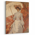 Antique Portrait Print – Elegant Lady in Autumn Scene Wall Art