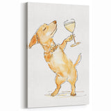 Dog with Wine Glass - Fun Beverage Wall Art for Bar & Kitchen
