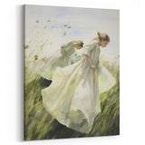 Retro Portrait Canvas – Vintage Girls in Meadow Wall Art