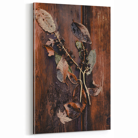 Rustic Frosted Leaves – Fall Wall Art for Cozy Autumn Charm
