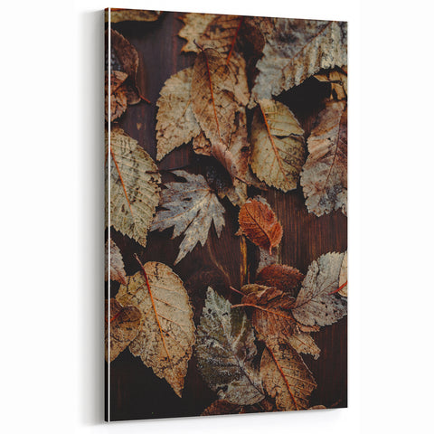 Frosted Autumn Leaves – Fall Wall Art for Rustic Seasonal Decor