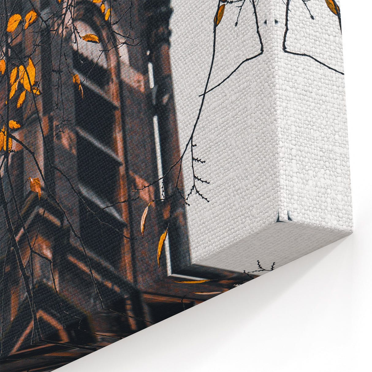 Historic Tower with Autumn Leaves – Fall Wall Art for Seasonal Charm