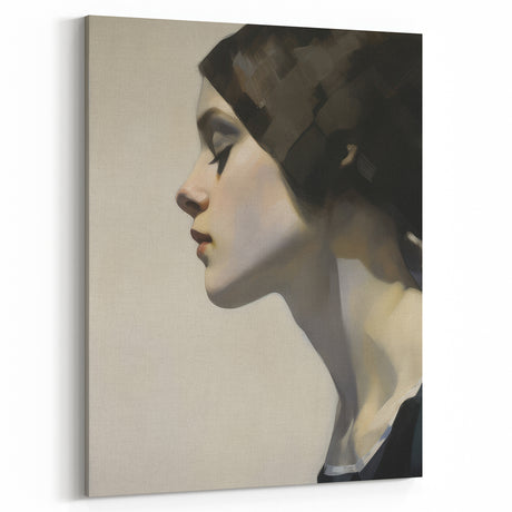 Timeless Vintage Portrait – Elegant Woman Side Profile Wall Art