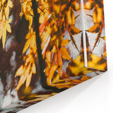 Fall Canvas Art - Autumn Leaves Wall Decor with Golden Glow