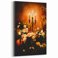 Autumn Wall Decor - Fall Canvas Art with Elegant Candlelight