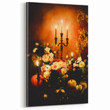 Autumn Wall Decor - Fall Canvas Art with Elegant Candlelight