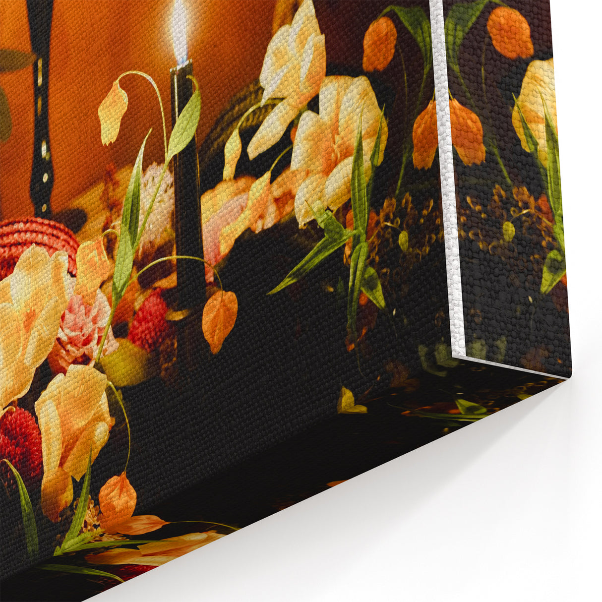 Autumn Wall Decor - Fall Canvas Art with Elegant Candlelight