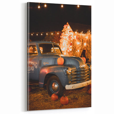Rustic Pumpkin Truck - Fall Wall Decor and Autumn Canvas Art