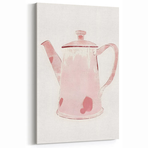 Vintage Pink Teapot Coffee Art – Kitchen & Beverage Wall Art Print
