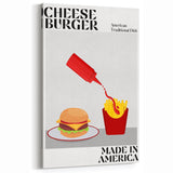 Classic Cheeseburger & Fries – Retro Food Wall Art for Kitchen & Diner