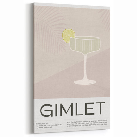 Gimlet Cocktail Wall Art – Neutral Toned Bar & Beverage Print