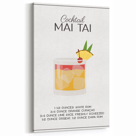 Mai Tai Cocktail Recipe Wall Art – Minimalist Bar & Kitchen Print