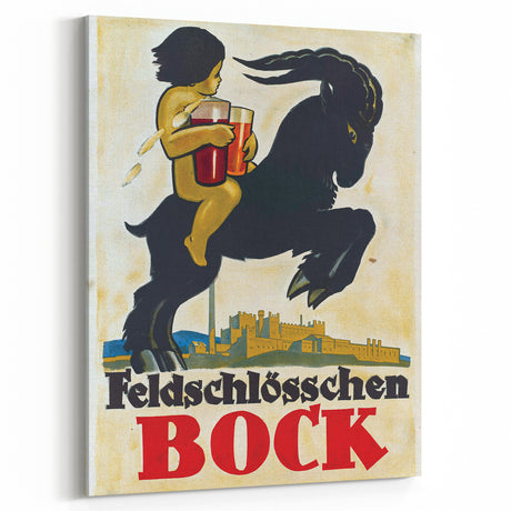 Vintage Feldschlösschen Bock Beer Poster | Retro Wall Art | Antique Decor