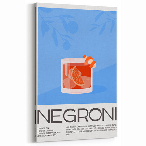 Negroni Cocktail Recipe Wall Art – Classic Bar & Kitchen Print