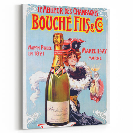 Vintage Bouché Fils & Co. Champagne Poster | Retro Wall Art | Antique Decor