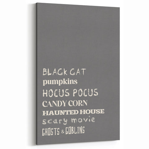 Halloween Typography Wall Art - Spooky Minimalist Halloween Decor