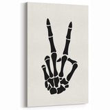 Skeleton Peace Sign Halloween Wall Art - Spooky Minimalist Decor