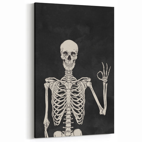 Skeleton Gesture Halloween Wall Art - Spooky Gothic Decor