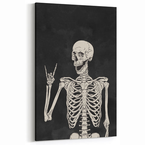 Rock On Skeleton Halloween Wall Art - Spooky Gothic Decor