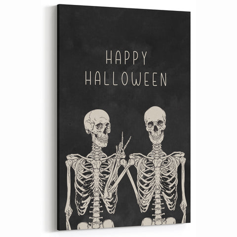 Happy Halloween Skeleton Wall Art - Spooky Gothic Halloween Decor