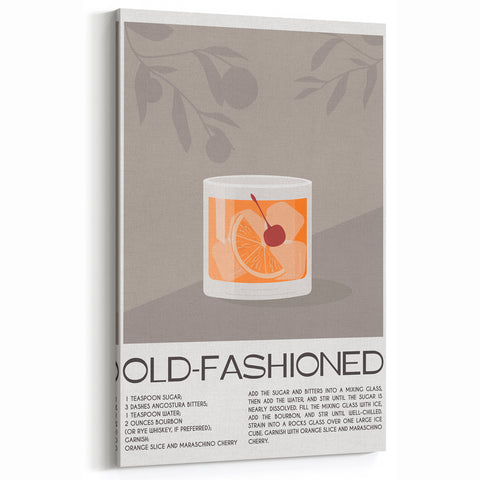 Old-Fashioned Cocktail Wall Art – Bar & Kitchen Beverage Decor