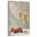 Wine Wall Art – Champagne & Strawberries Elegant Bar Decor