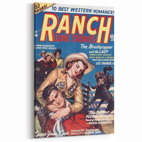 Vintage Magazine Cover Art - Retro Western Romance Magazine Print