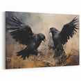 Ravens in Battle Halloween Wall Art - Gothic Oil Painting Decor
