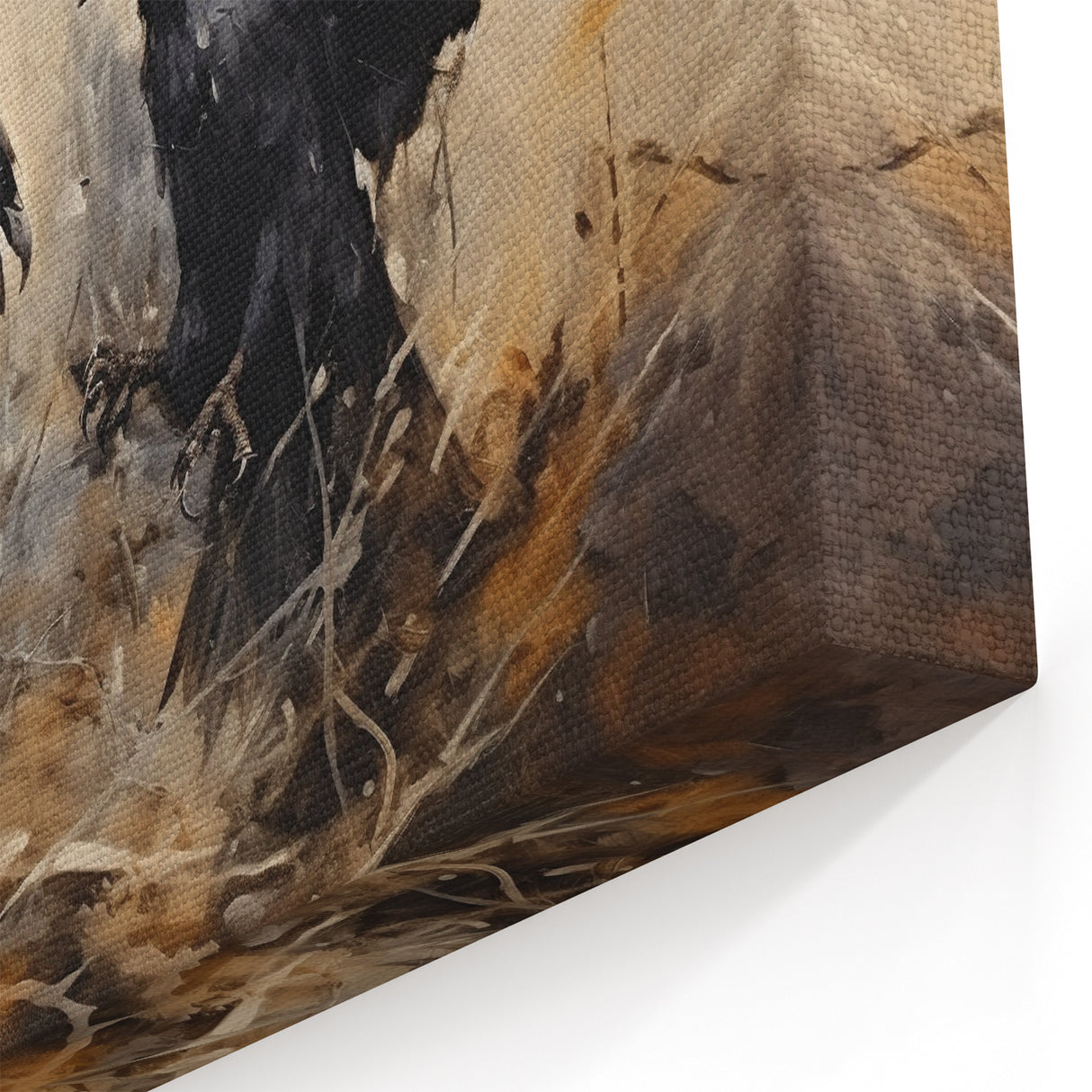 Ravens in Battle Halloween Wall Art - Gothic Oil Painting Decor