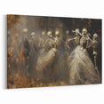 Skeleton Dance Halloween Wall Art - Gothic Haunted Oil Painting