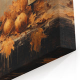 Autumn Candles and Pumpkins Halloween Wall Art - Cozy Oil Painting