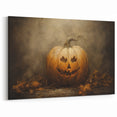 Haunted Jack O Lantern Halloween Canvas Art - Spooky Oil Painting