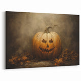 Haunted Jack O Lantern Halloween Canvas Art - Spooky Oil Painting