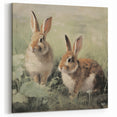 Vintage Animal Art: Rabbits in Grass – Retro Wildlife Illustration