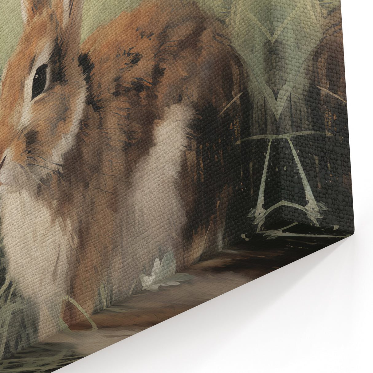 Vintage Animal Art: Rabbits in Grass – Retro Wildlife Illustration