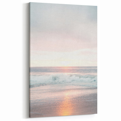 Golden Summer Sunset Over Waves – Beach Wall Art Canvas