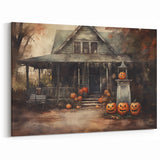Halloween Art Prints - Haunted House with Jack O Lanterns