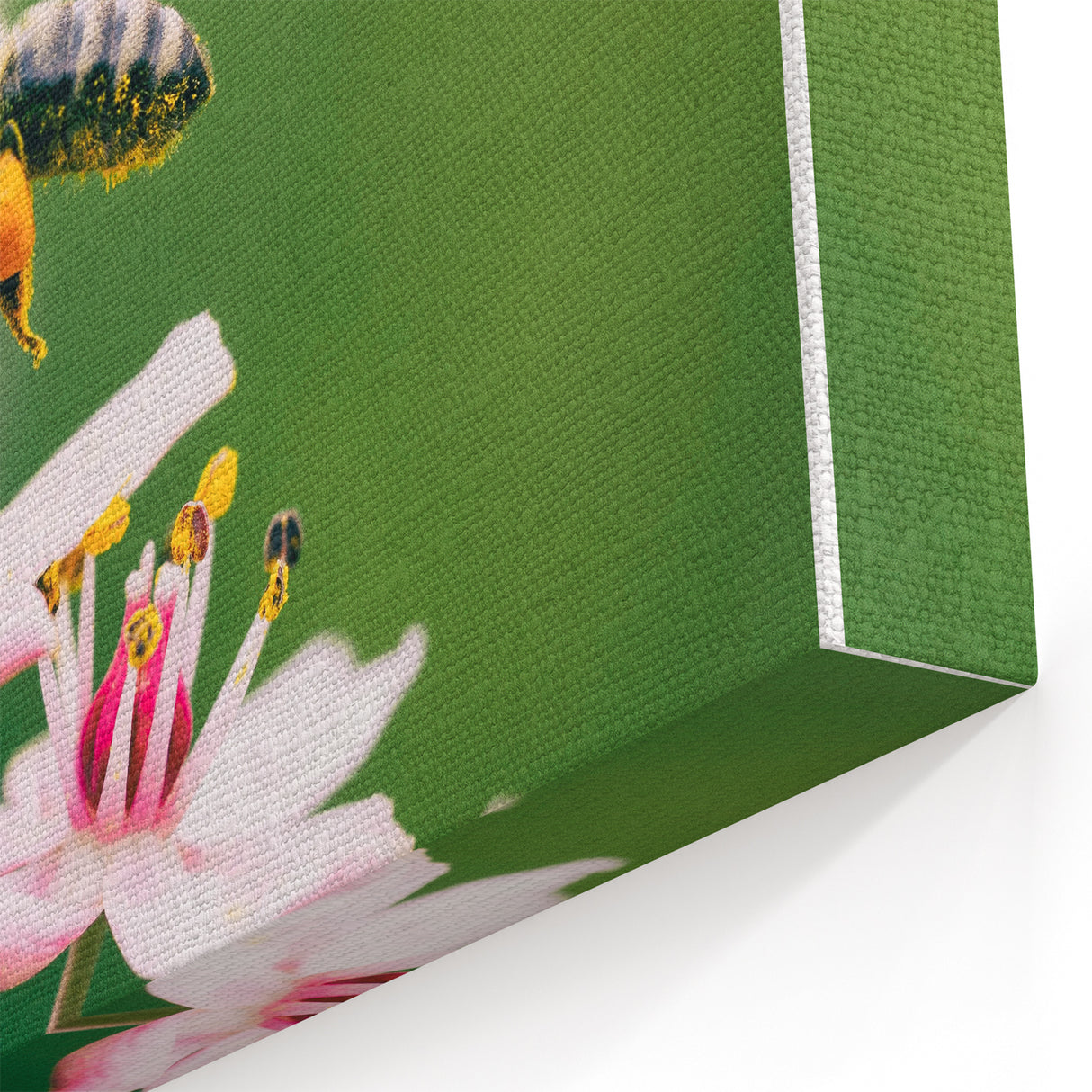 Spring Wall Art – Floral Honeybee on Blooming Wildflowers Canvas