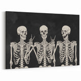 Spooky Wall Art - Trio of Skeletons Halloween Canvas Print