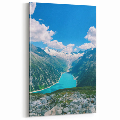Spring Landscape Wall Art – Serene Mountain & Turquoise Lake