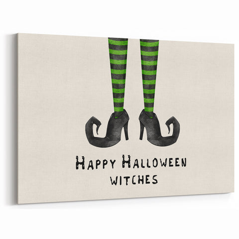 Halloween Canvas Art - Witch Legs Happy Halloween Witches