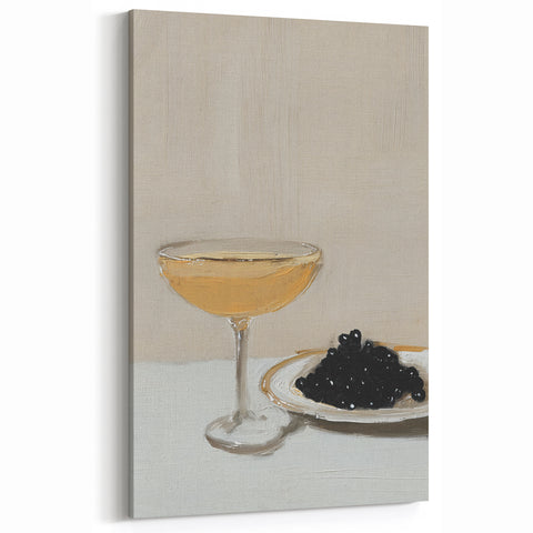 Luxury Drinks Wall Art – Champagne & Caviar Still Life Print