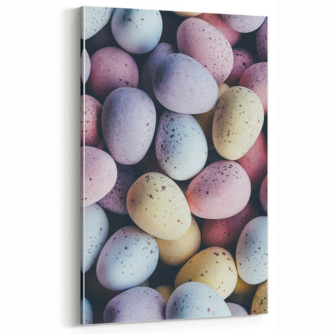 Spring Wall Decor – Close-Up Pastel Easter Eggs Art Print