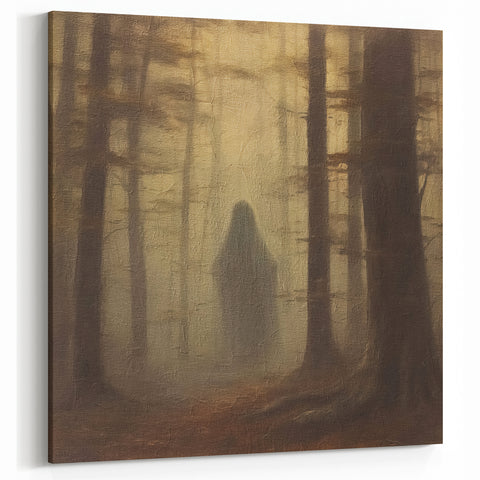 Spooky Wall Art - Haunting Forest Ghost Painting for Halloween Decor