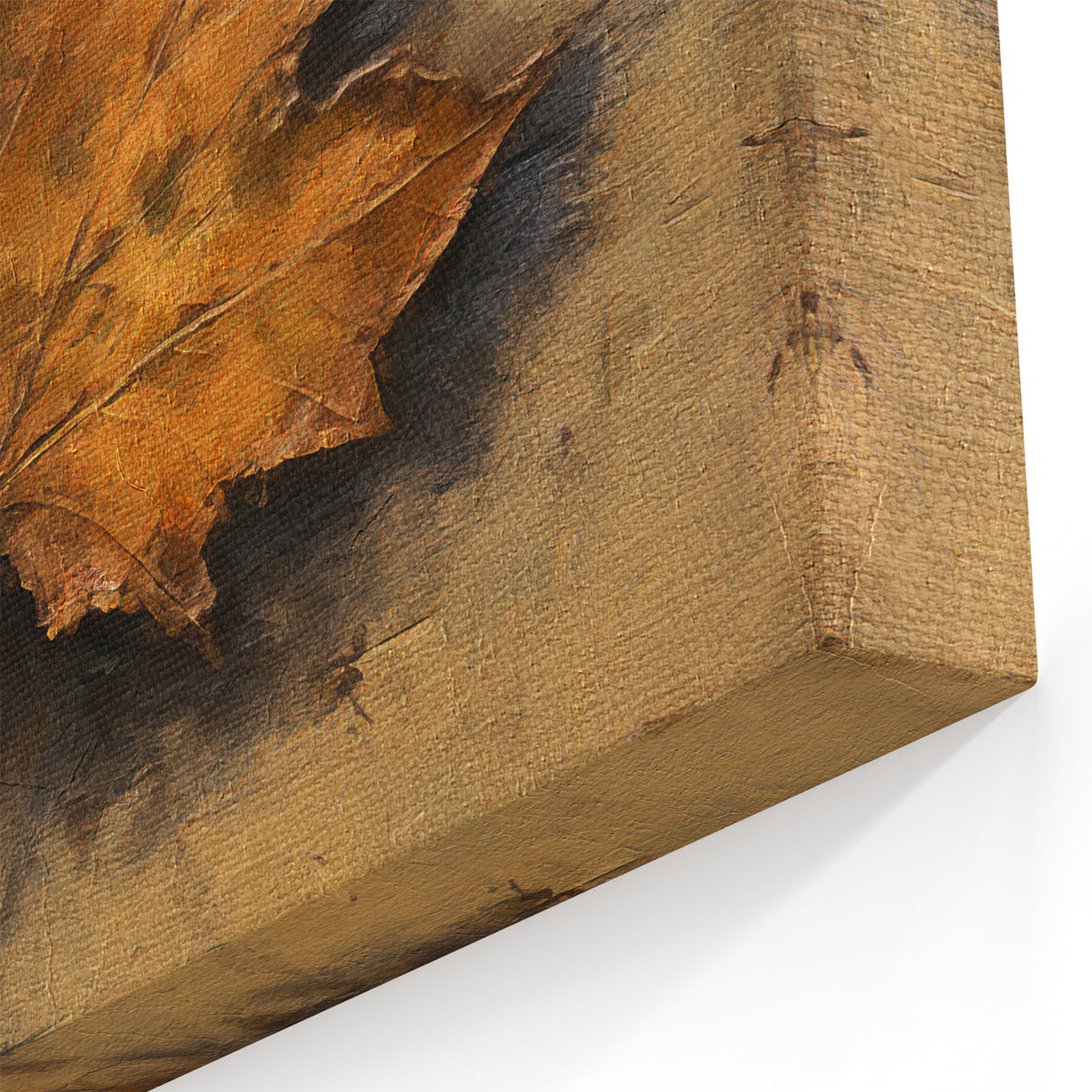 Halloween Canvas Art - Rustic Autumn Leaf Painting for Seasonal Decor