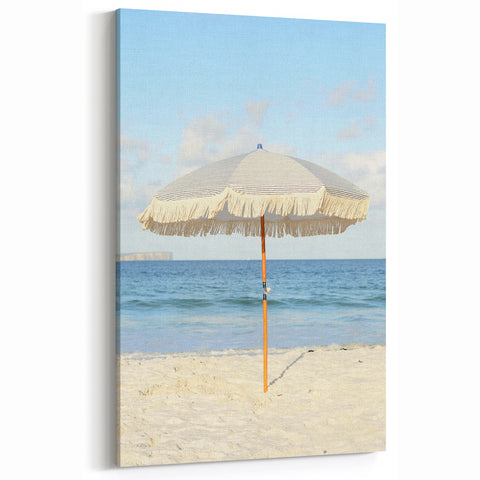 Fringed Beach Umbrella – Tranquil Coastal Summer Wall Art