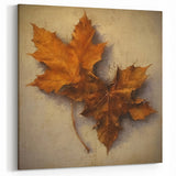 Halloween Canvas Art - Rustic Autumn Leaves Vintage Wall Hanging